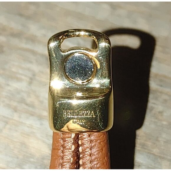 Bracelet Bellezza Italy Knot Brown Leather Gold Tone Magnetic Closure Stamped - Picture 3 of 11